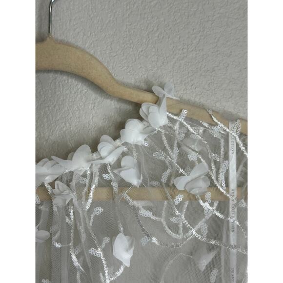 Dessy Collection NWT White 3D Floral Embroidered Puff Sleeve Maxi Dress 24W - Picture 7 of 8